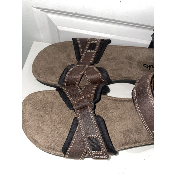 Clarks Men's Keating Sandals size 14 NWT Brown Genuine Leather - Picture 3 of 10